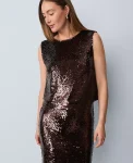 Ann Taylor Tops And Blouses|Studio Collection Sequin Trimmed Shell Pure Chocolate