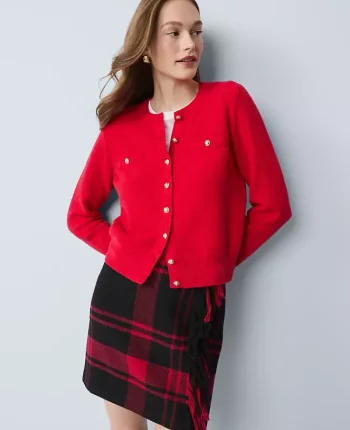 Ann Taylor Sweaters|All Sweaters|Textured Cardigan Iconic Red