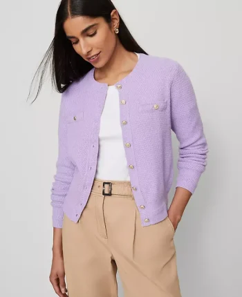 Ann Taylor Sweaters|All Sweaters|Textured Cardigan Lavender Petal
