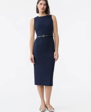 Ann Taylor Suits|Suits|The Belted Crew Neck Sheath Dress Deep Navy Sky