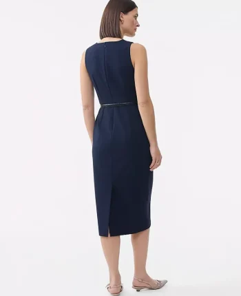 Ann Taylor Suits|Suits|The Belted Crew Neck Sheath Dress Deep Navy Sky