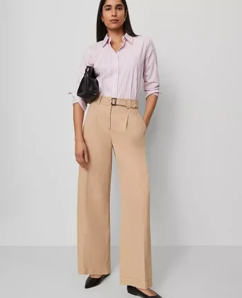 Ann Taylor Pants|The Belted Wide Leg Pant Cafe Au Lait