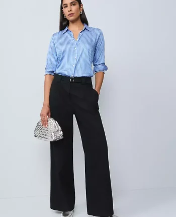 Ann Taylor Pants|The Belted Wide Leg Pant Black