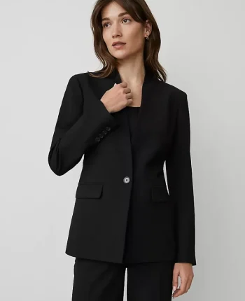 Ann Taylor Jackets And Blazers|Suits|The Collarless Blazer In Seasonless Stretch Black