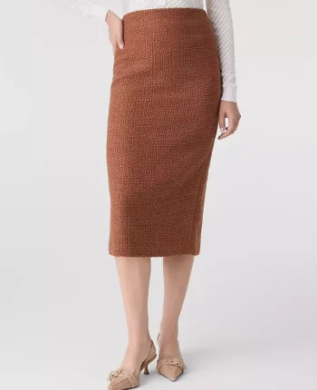 Ann Taylor Skirts|The Column Midi Skirt In Tweed Spiced Cider