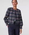 Ann Taylor Jackets And Blazers|The Crew Neck Jacket In Plaid Tweed Pink/Blue Plaid
