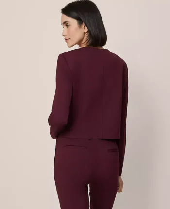 Ann Taylor Jackets And Blazers|Suits|The Crew Neck Jacket In Ponte Poised Plum