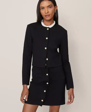 Ann Taylor Jackets And Blazers|Suits|The Crew Neck Jacket In Ponte Black