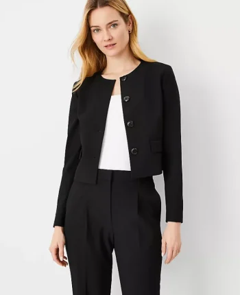 Ann Taylor Jackets And Blazers|Suits|The Crew Neck Jacket In Seasonless Stretch Black