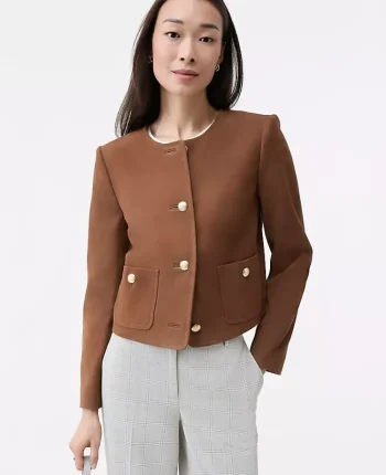 Ann Taylor Jackets And Blazers|The Crew Neck Jacket In Suede Rich Umber