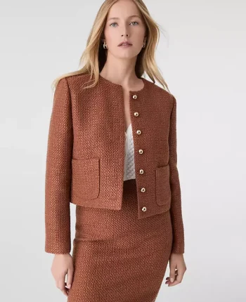 Ann Taylor Jackets And Blazers|The Crew Neck Jacket In Tweed Spiced Cider