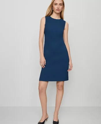 Ann Taylor Suits|Suits|The Crew Neck Shift Dress In Fluid Crepe Moonlit Backdrop