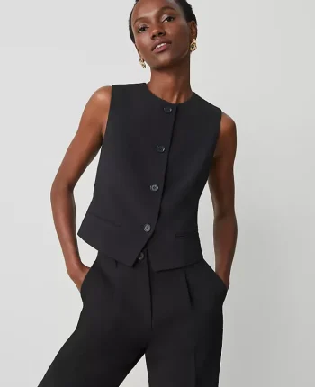 Ann Taylor Jackets And Blazers|Suits|The Cropped Vest In Fluid Crepe Black