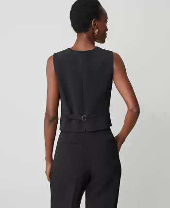 Ann Taylor Jackets And Blazers|Suits|The Cropped Vest In Fluid Crepe Black