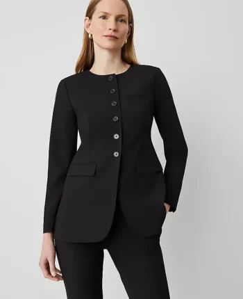 Ann Taylor Jackets And Blazers|Suits|The Curved Hem Jacket In Seasonless Stretch Black
