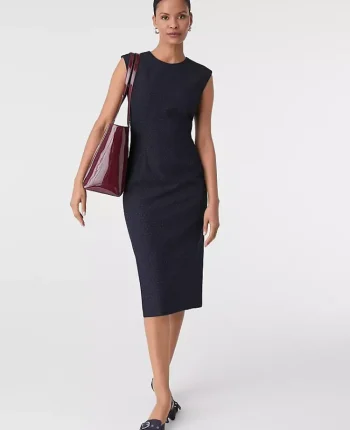 Ann Taylor Suits|Suits|The Dotted Crew Neck Sheath Dress Navy Woven Pin Dot