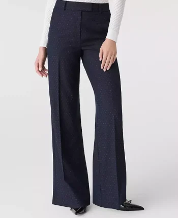Ann Taylor Suits|Suits|The Dotted Wide-Leg Flare Trouser Navy Woven Pin Dot