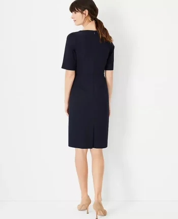 Ann Taylor Suits|Suits|The Elbow Sleeve Square Neck Dress In Seasonless Stretch Deep Navy Sky