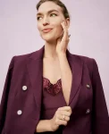 Ann Taylor Jackets And Blazers|The Fitted Long Double Breasted Blazer Poised Plum