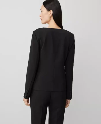 Ann Taylor Jackets And Blazers|Suits|The Fitted Scoop Neck Jacket In Fluid Crepe Black