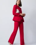 Ann Taylor Suits|Suits|The Flare Trouser In Fluid Crepe Jewel Red