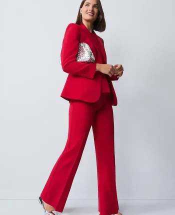 Ann Taylor Suits|Suits|The Flare Trouser In Fluid Crepe Jewel Red