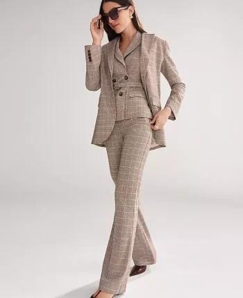 Ann Taylor Suits|Suits|The Flare Trouser In Plaid Copper/Cream Multi