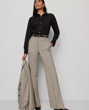 Ann Taylor Suits|Suits|The Flare Trouser In Plaid Copper/Cream Multi