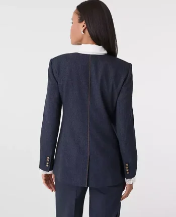 Ann Taylor Jackets And Blazers|The Long Crew Neck Jacket In Denim Indigo Blend