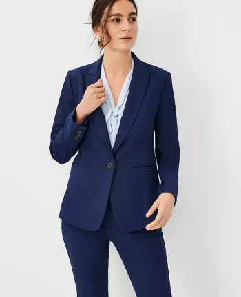 Ann Taylor Jackets And Blazers|Suits|The Long One Button Blazer In Bi-Stretch Pure Sapphire
