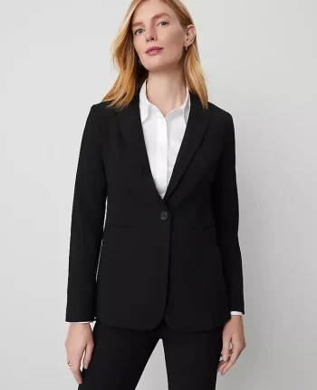 Ann Taylor Jackets And Blazers|Suits|The Long One Button Blazer In Bi-Stretch Black