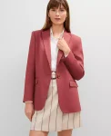 Ann Taylor Jackets And Blazers|The Longline Blazer In Linen Blend Burgundy Combo