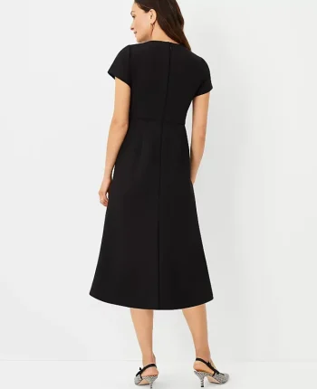 Ann Taylor Suits|Suits|The Midi Flare Dress In Double Knit Black