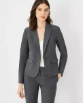 Ann Taylor Jackets And Blazers|Suits|The Notched One Button Blazer In Seasonless Stretch Modern Charcoal