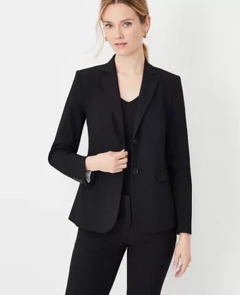 Ann Taylor Jackets And Blazers|Suits|The Notched Two Button Blazer In Seasonless Stretch - Curvy Fit Core Black