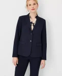 Ann Taylor Jackets And Blazers|Suits|The Notched Two Button Blazer In Seasonless Stretch - Curvy Fit Deep Navy Sky