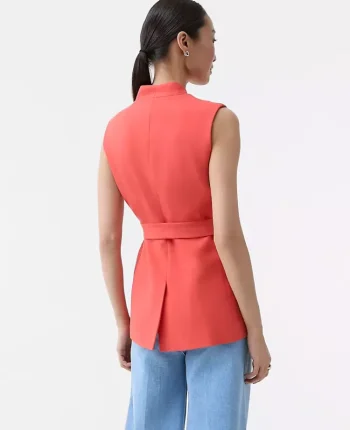 Ann Taylor Petite Jackets And Blazers|New Petite Styles|The Petite Belted Long Vest Fiery Sunset