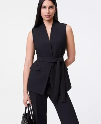 Ann Taylor Petite Jackets And Blazers|New Petite Styles|The Petite Belted Long Vest Black