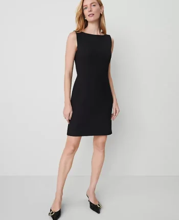 Ann Taylor Petite Dresses|Petite Suits|The Petite Boatneck Dress In Seasonless Stretch Black
