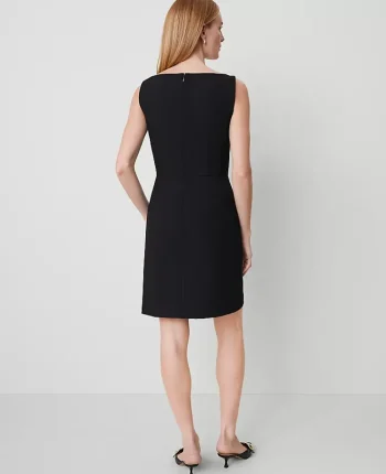 Ann Taylor Petite Dresses|Petite Suits|The Petite Boatneck Dress In Seasonless Stretch Black