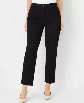 Ann Taylor Petite Pants|The Petite Cotton Crop Pant - Curvy Fit Black