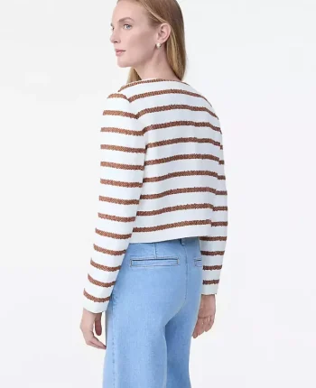 Ann Taylor Petite Jackets And Blazers|New Petite Styles|The Petite Crew Neck Jacket In Striped Tweed Tortoise Shell