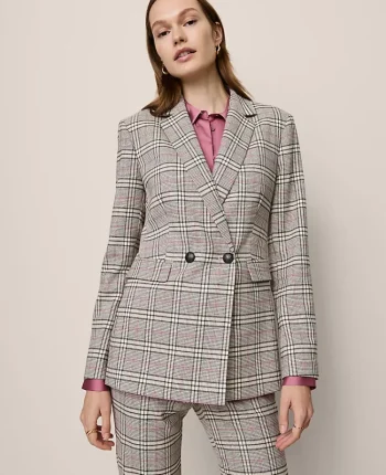 Ann Taylor Jackets And Blazers|Suits|The Petite Crosby Blazer In Plaid Pale Sandalwood