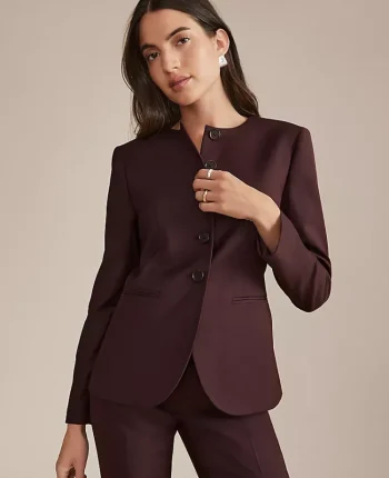 Ann Taylor Jackets And Blazers|Suits|The Petite Curved Hem Jacket Classic Burgundy