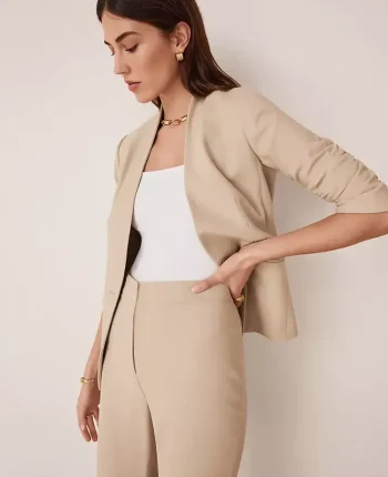 Ann Taylor Petite Jackets And Blazers|Petite Suits|The Petite Cutaway Blazer In Bi-Stretch Toasted Oat