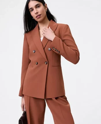 Ann Taylor Petite Jackets And Blazers|Petite Jackets And Blazers|The Petite Double Breasted Blazer Tortoise Shell Brown