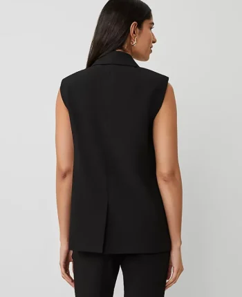 Ann Taylor Petite Jackets And Blazers|Petite Suits|The Petite Double Breasted Vest In Bi-Stretch Black