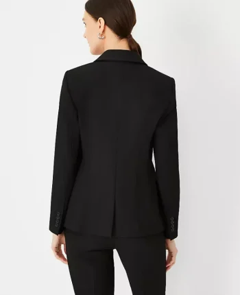 Ann Taylor Petite Jackets And Blazers|Petite Suits|The Petite Fitted Double Breasted Blazer In Bi-Stretch Black