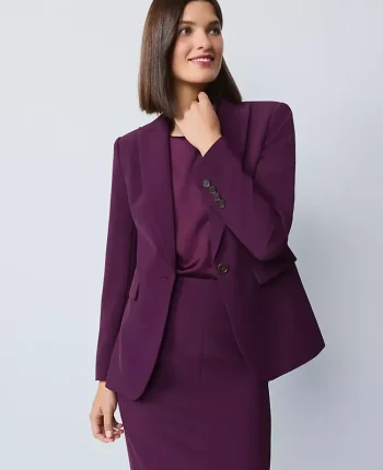 Ann Taylor Jackets And Blazers|Suits|The Petite Fitted Long Blazer In Fluid Crepe Winter Bloom