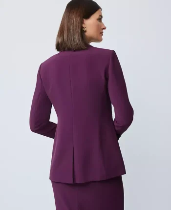 Ann Taylor Jackets And Blazers|Suits|The Petite Fitted Long Blazer In Fluid Crepe Winter Bloom